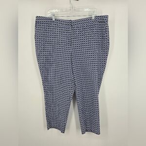 Paraphrase Navy Black & White Cropped Geometric Ankle Pants 18W (6494)
